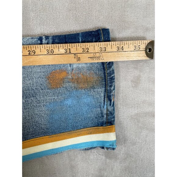 Men's FWRD Trashed Distressed Stacked Denim Jeans-Blue-Size 42 Inseam 32 - Picture 11 of 11